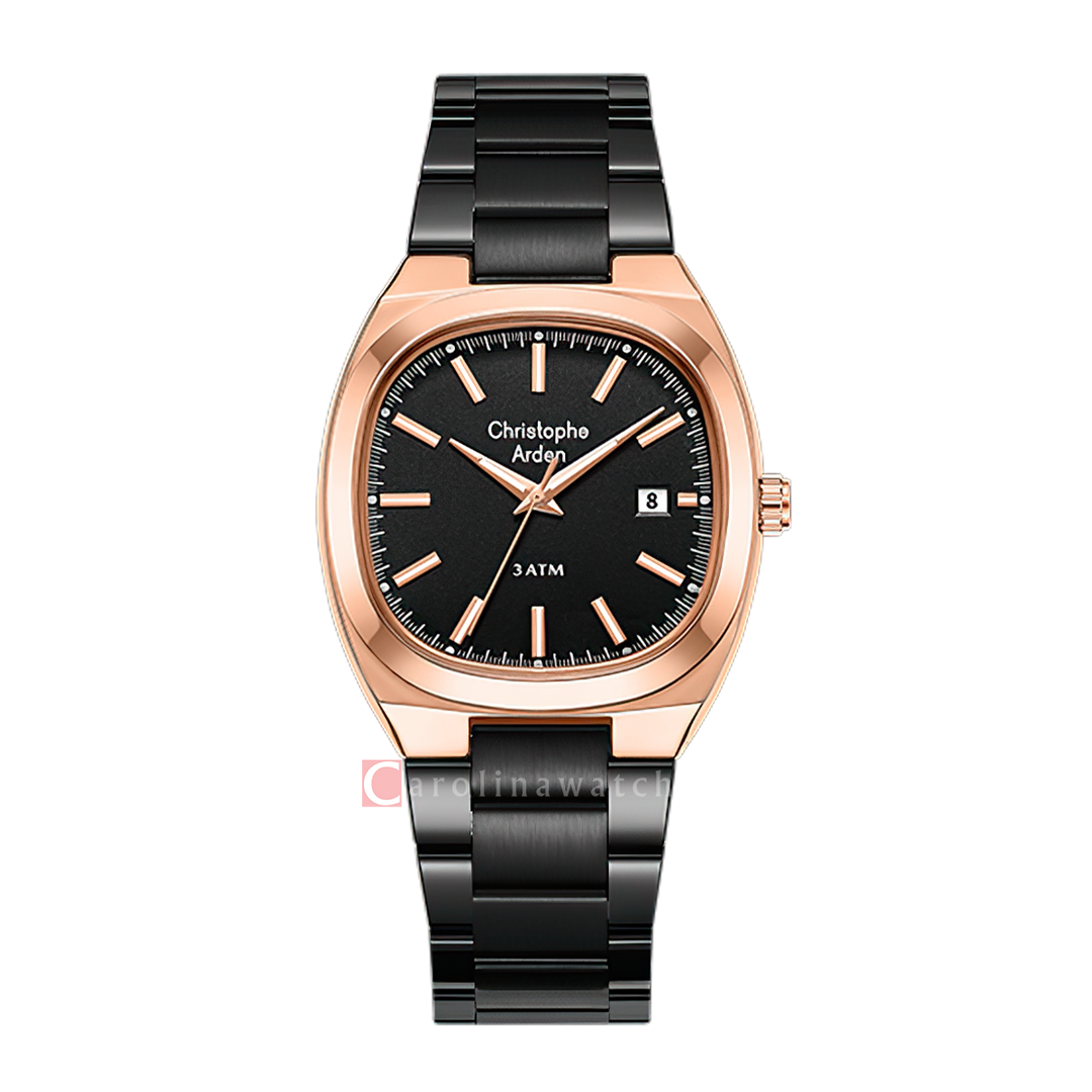 Jam Tangan Christophe Arden CA 1005 MDFBRBA Men Black Dial Black Stainless Steel Strap