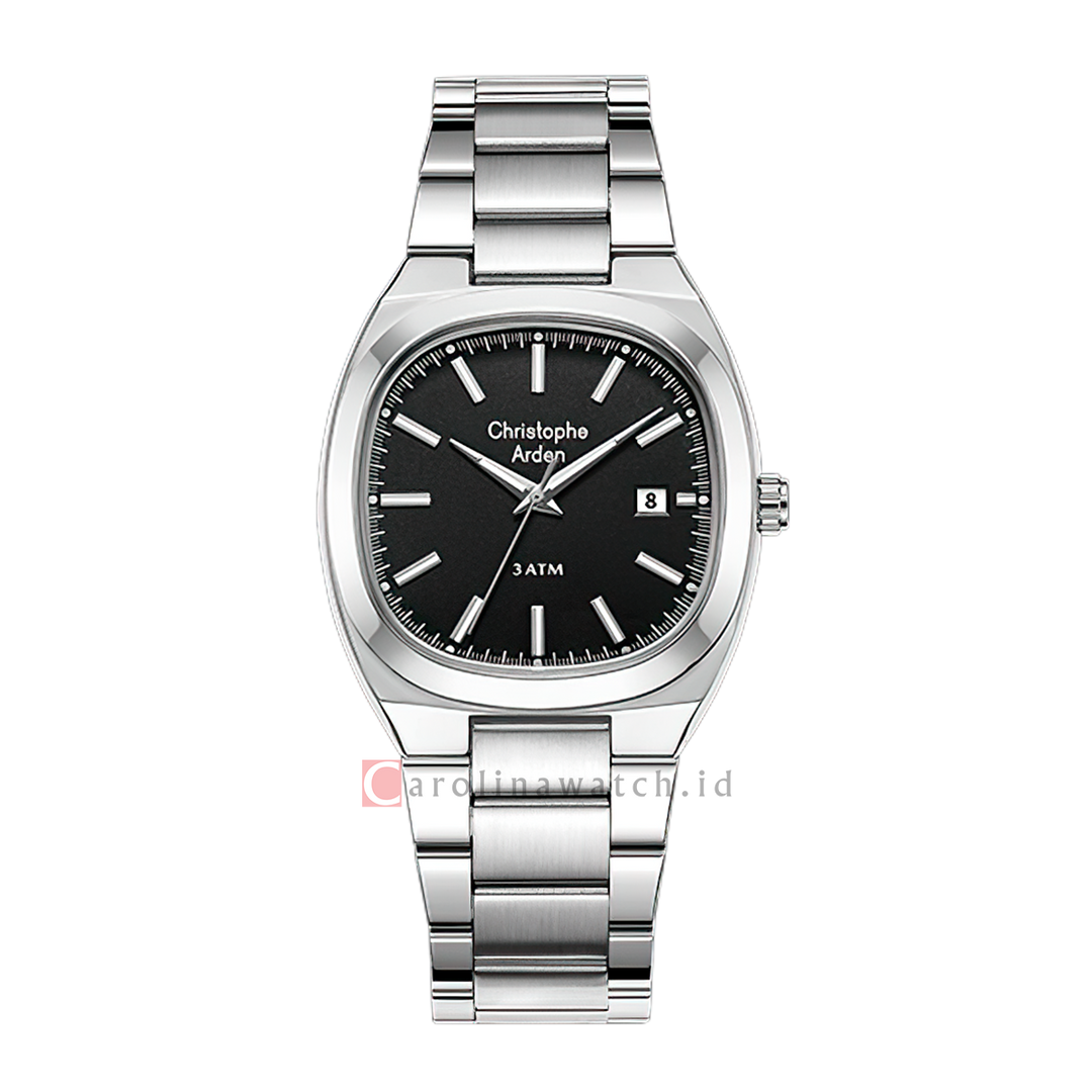 Jam Tangan Christophe Arden CA 1005 MDFSSBA Men Black Dial Stainless Steel Strap