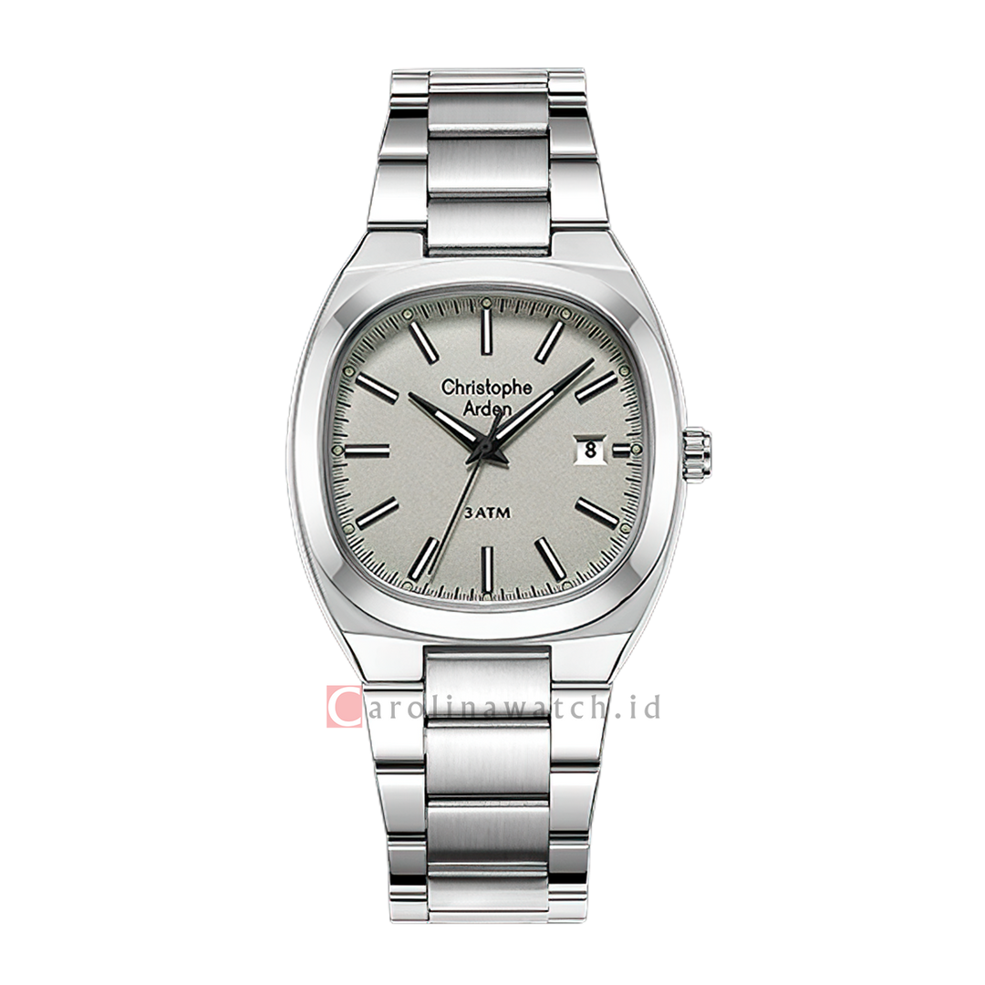 Jam Tangan Christophe Arden CA 1005 MDFSSGR Men Grey Dial Stainless Steel Strap