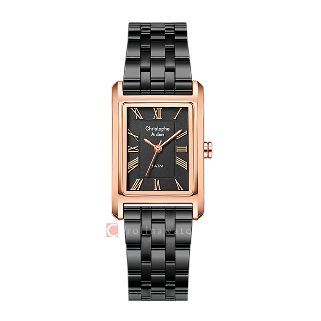 Jam Tangan Christophe Arden CA 1006 LHFBRBA Women Black Dial Black Stainless Steel Strap