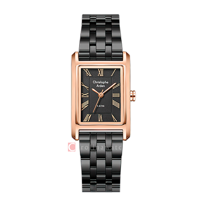 Jam Tangan Christophe Arden CA 1006 LHFBRBA Women Black Dial Black Stainless Steel Strap