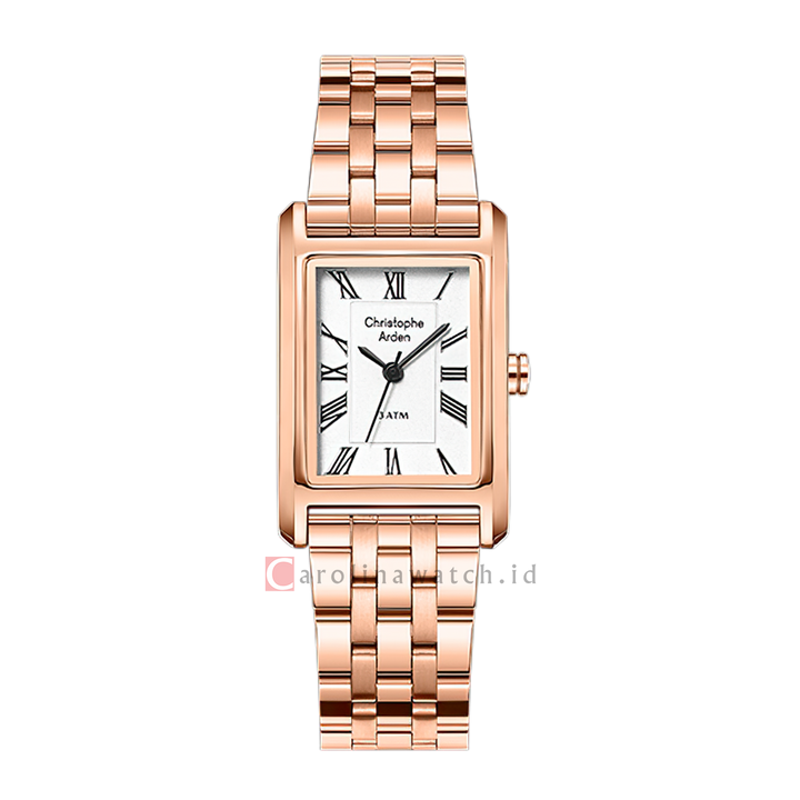 Jam Tangan Christophe Arden CA 1006 LHFRGSL Women Silver White Dial Rose Gold Stainless Steel Strap
