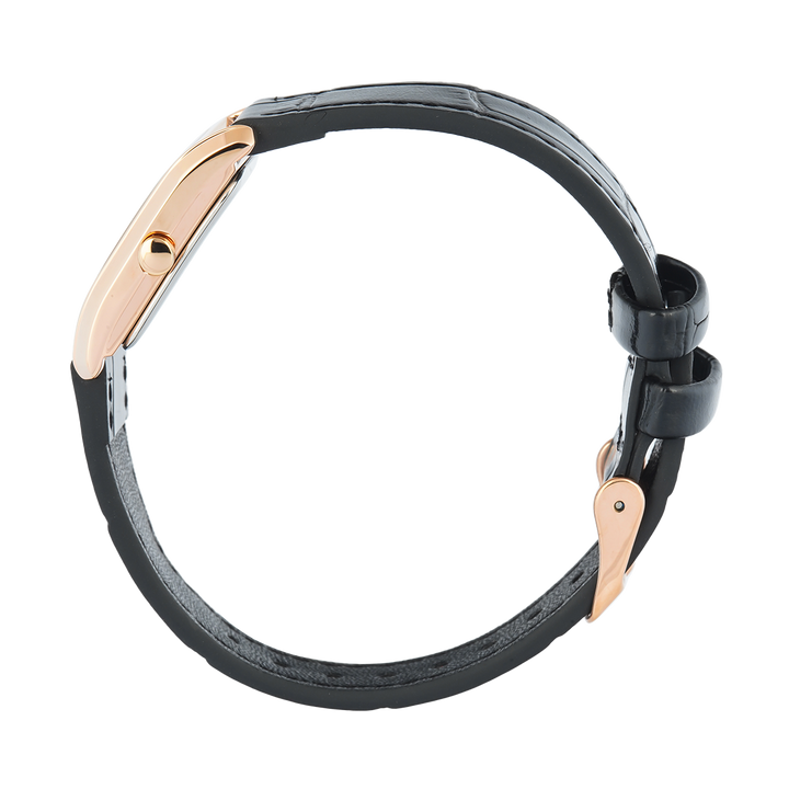 Jam Tangan Christophe Arden CA 1006 LHLRGSL Women Silver White Dial Black Leather Strap