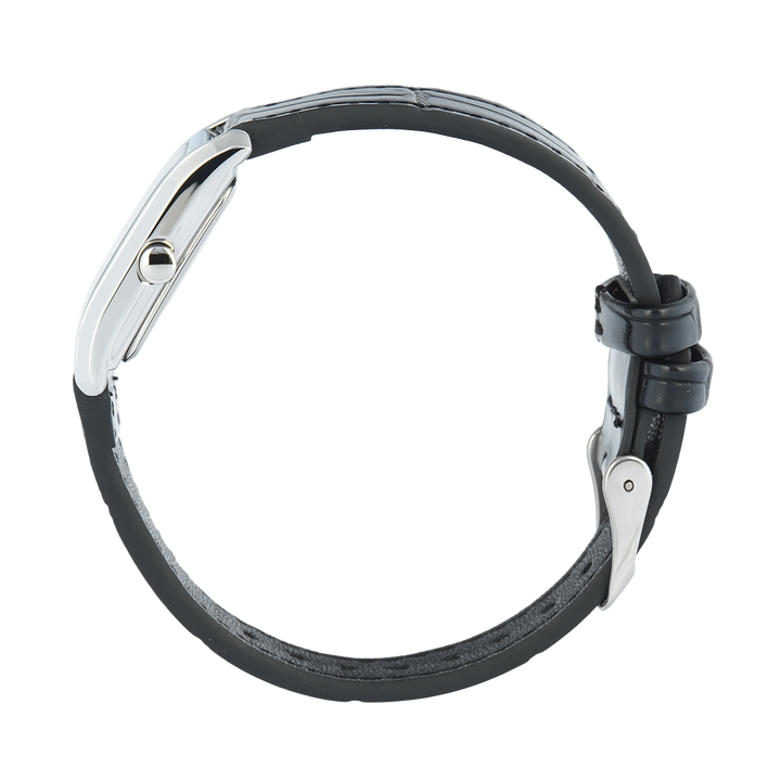 Jam Tangan Christophe Arden CA 1006 LHLSSSL Women Silver White Dial Black Leather Strap