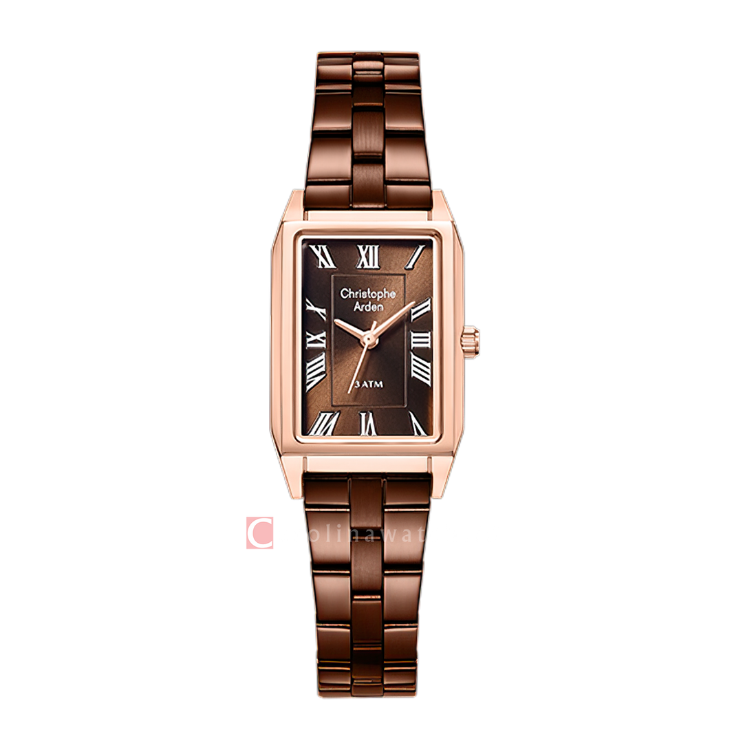 Jam Tangan Christophe Arden CA 1007 LHFROBO Women Brown Dial Brown Stainless Steel Strap