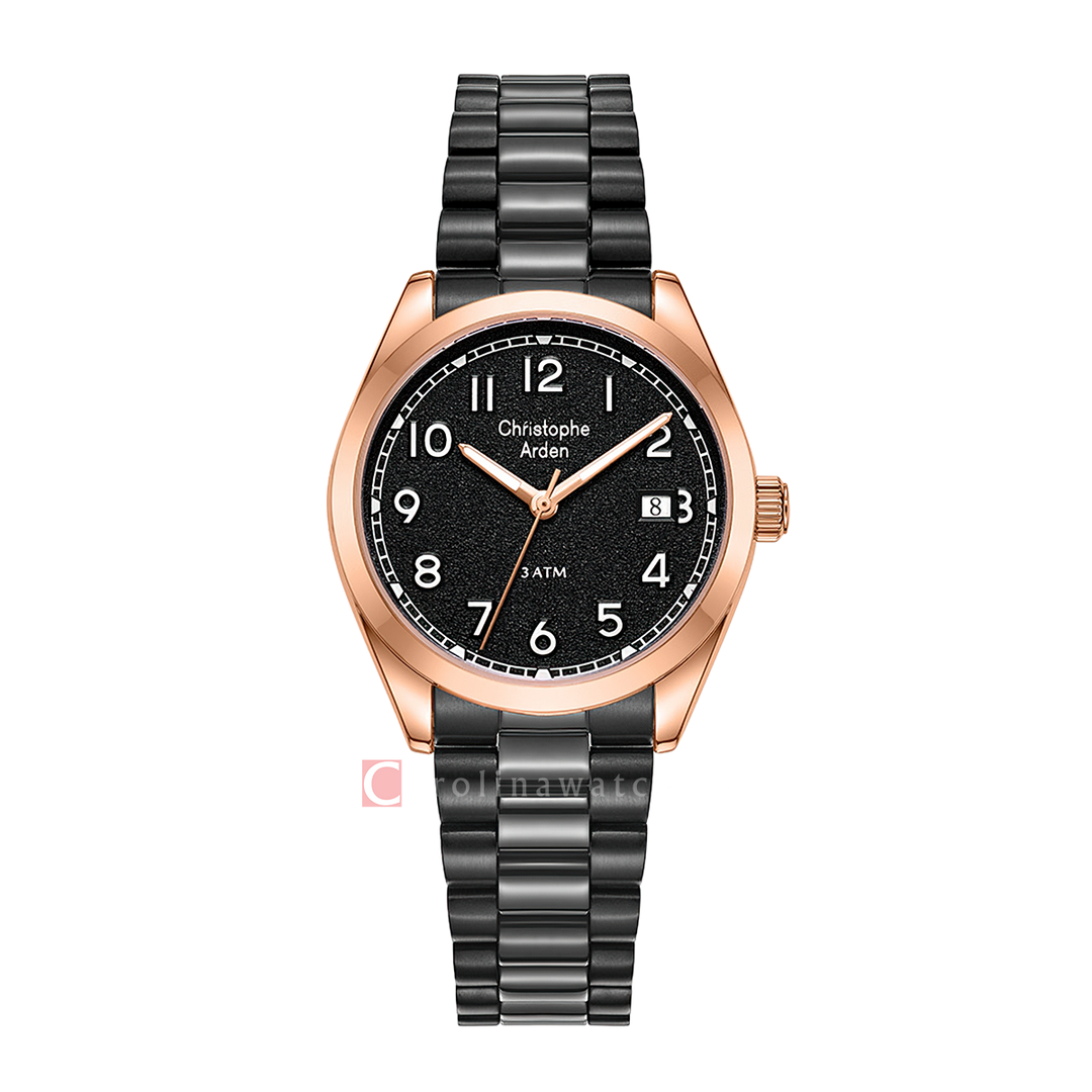 Jam Tangan Christophe Arden CA 1008 LDFBRBA Women Black Dial Black Stainless Steel Strap