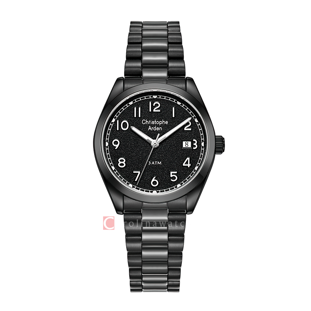 Jam Tangan Christophe Arden CA 1008 LDFIPBA Women Black Dial Black Stainless Steel Strap