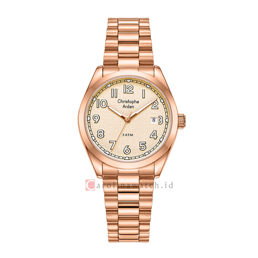 Jam Tangan Christophe Arden CA 1008 LDFRGBG Women Rose Gold Dial Rose Gold Stainless Steel Strap