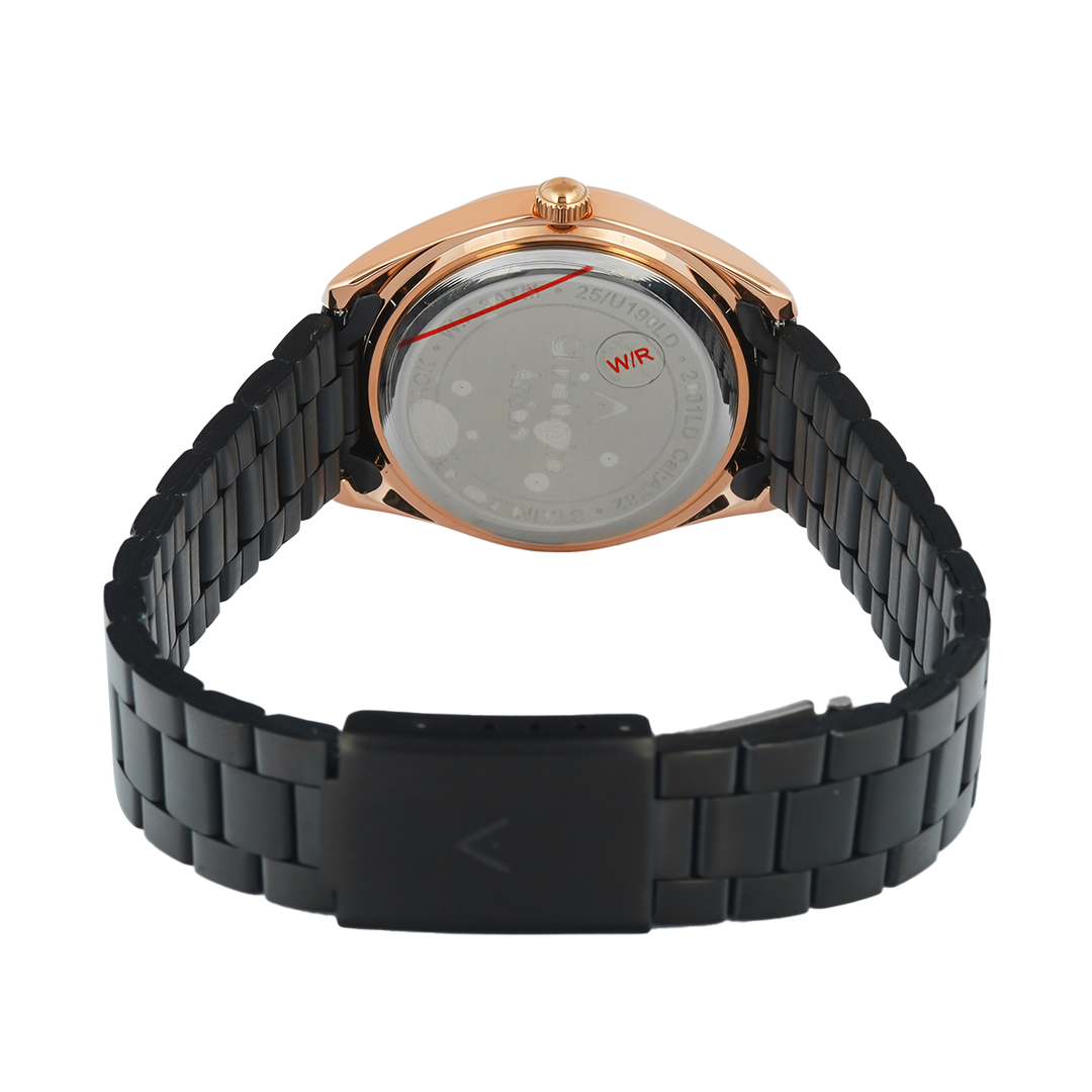 Jam Tangan Christophe Arden CA 2001 LDBBRBA Women Black Dial Black Stainless Steel Strap