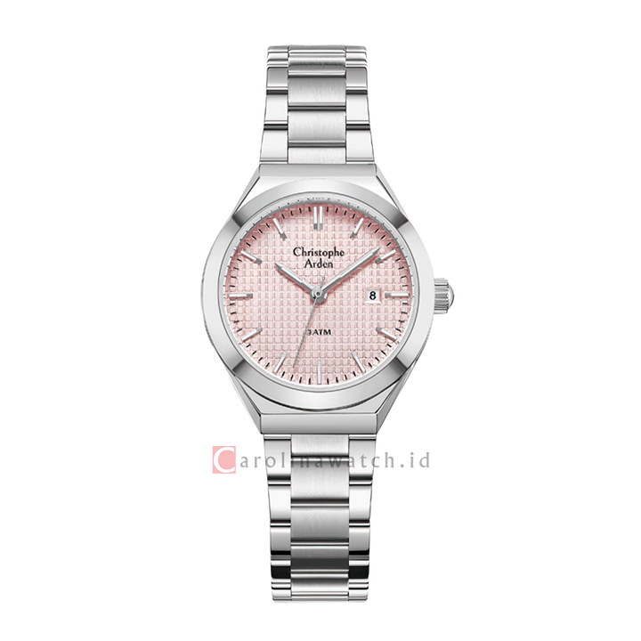 Jam Tangan Christophe Arden CA 2002 LDBSSPN Women Pink Dial Stainless Steel Strap