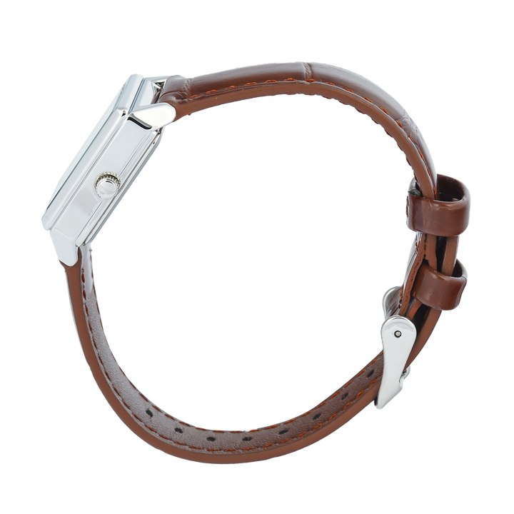 Jam Tangan Christophe Arden CA 2003 LDLSSSLBO Tank Women White Dial Brown Leather Strap