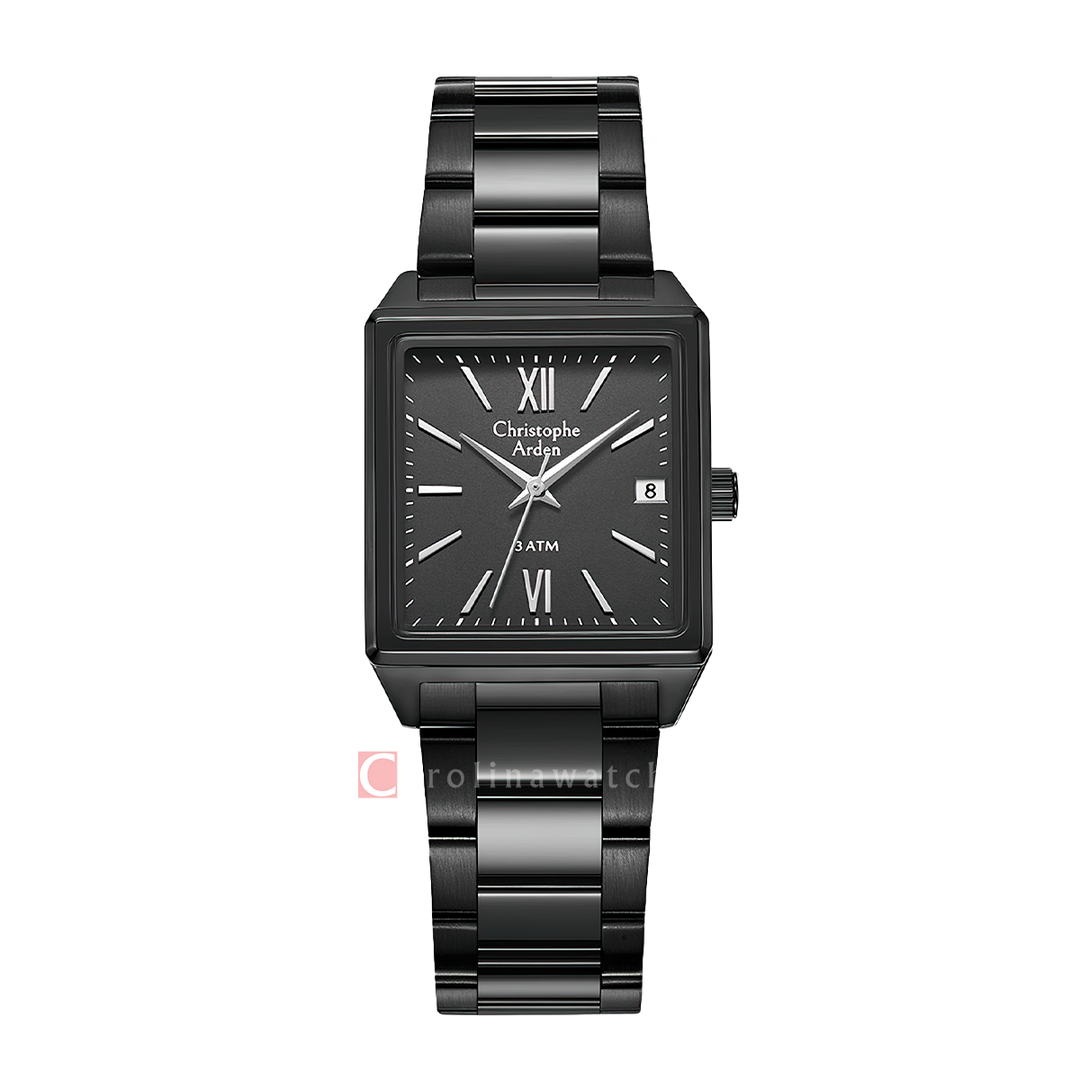 Jam Tangan Christophe Arden CA 2003 MDBIPBA Men Black Dial Black Stainless Steel Strap