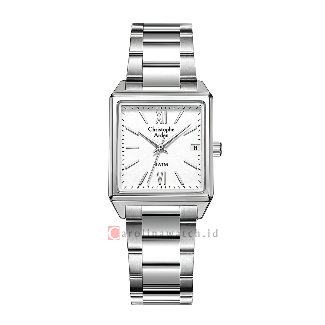 Jam Tangan Christophe Arden CA 2003 MDBSSSL Men White Dial Stainless Steel Strap