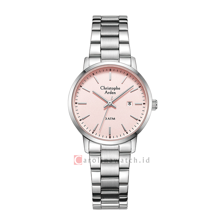 Jam Tangan Christophe Arden CA 2004 LDBSSPN Women Pink Dial Rose Stainless Steel Strap