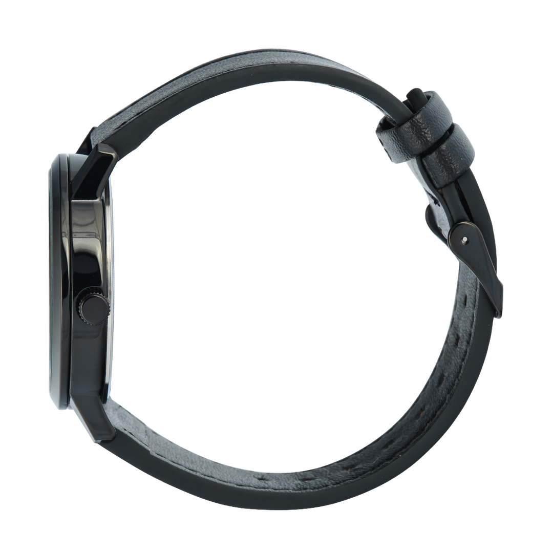 Jam Tangan Christophe Arden CA 2004 MDLIPBA Men Black Dial Black Leather Strap