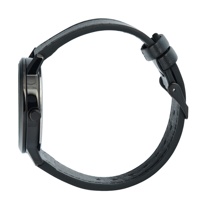 Jam Tangan Christophe Arden CA 2004 MDLIPBA Men Black Dial Black Leather Strap