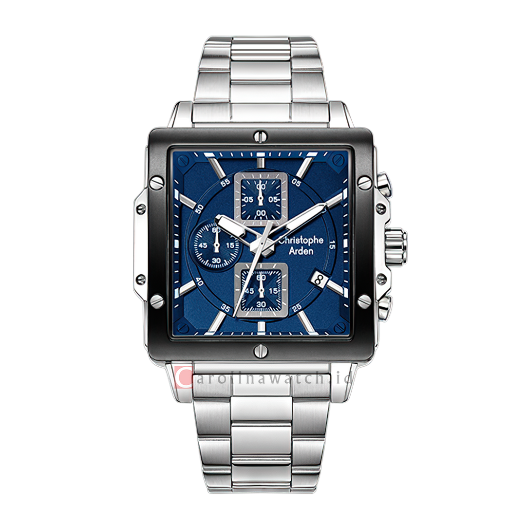 Jam Tangan Christophe Arden CA 3004 MCFTBBU Men Blue Dial Stainless Steel Strap