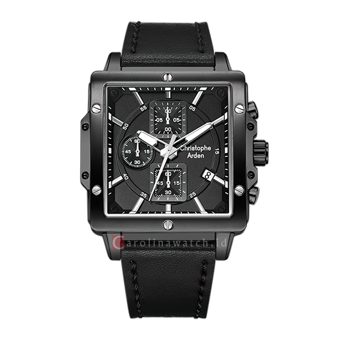 Jam Tangan Christophe Arden CA 3004 MCLIPBASL Men Black Dial Black Stainless Steel Strap