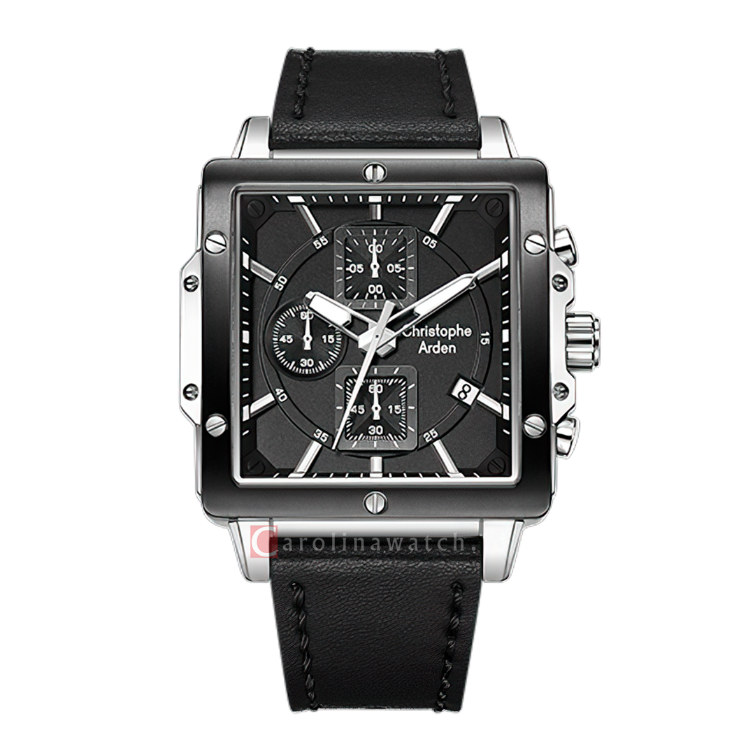 Jam Tangan Christophe Arden CA 3004 MCLTBBA Men Black Dial Black Rubber Strap
