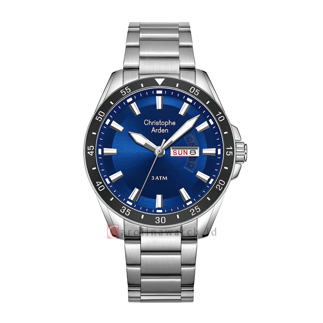 Jam Tangan Christophe Arden CA 3009 MEFSSBU Men Blue Dial Stainless Steel Strap