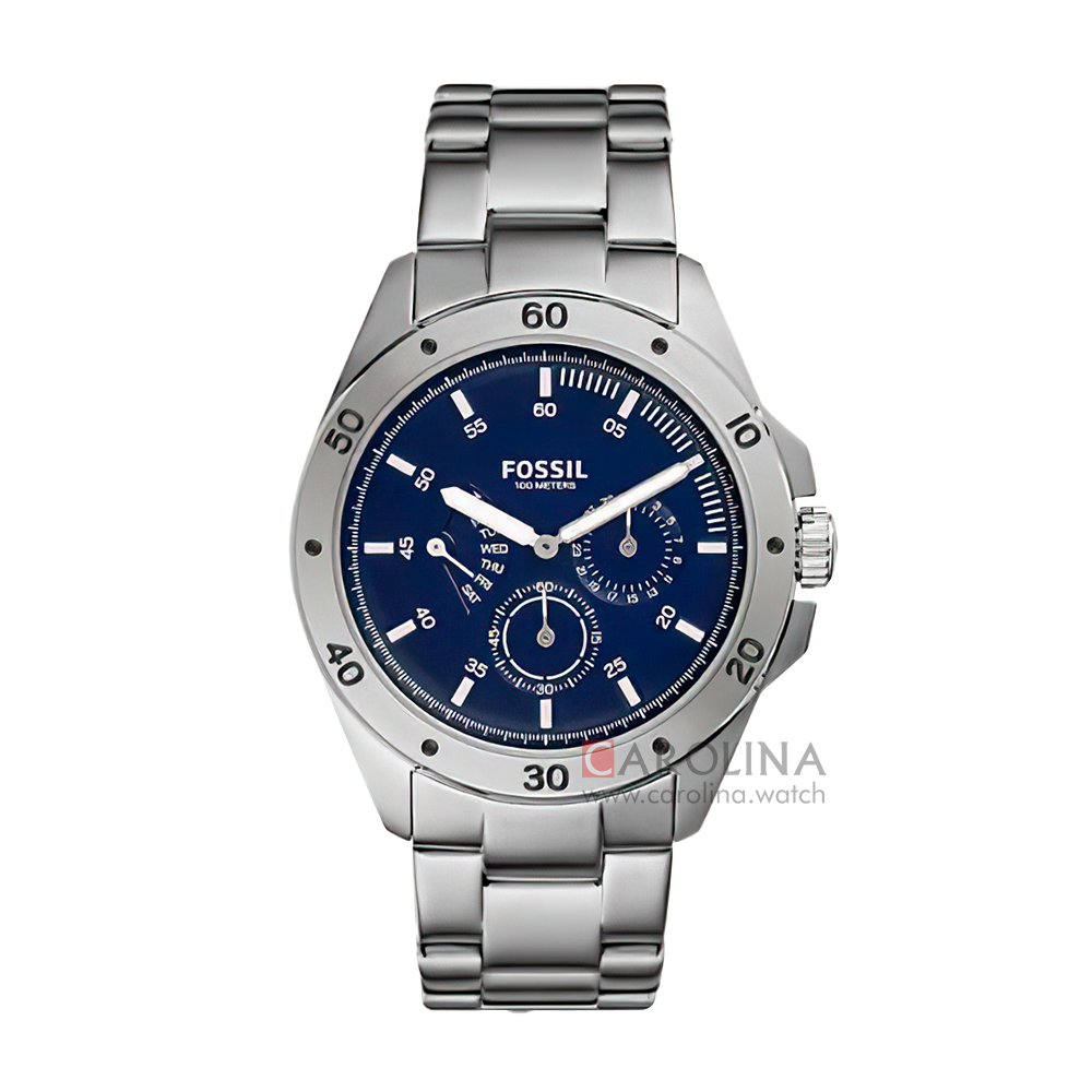 Jam Tangan Fossil Men Sport 54 Chronograph CH3034 Men Blue Dial Stainless Steel Strap