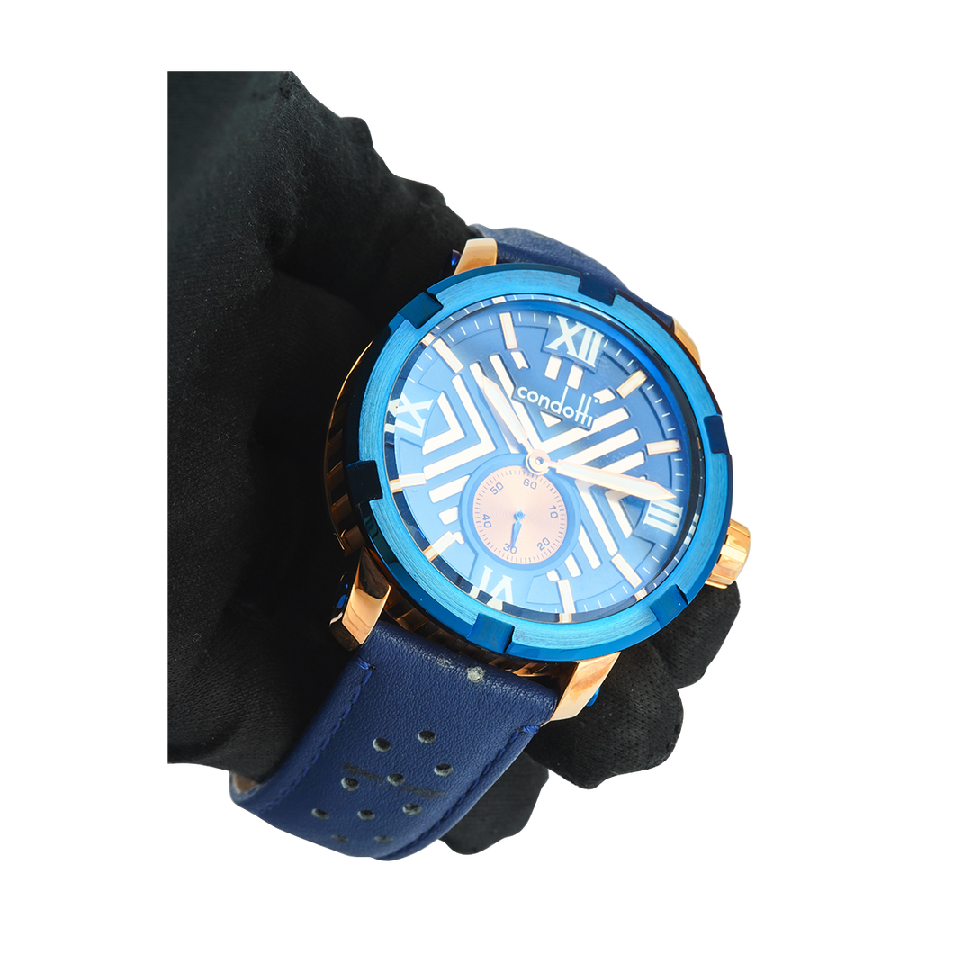 Jam Tangan CONDOTTI PROSSIMO CN1047-BL04-L04 Men Blue Dial Blue Leather Strap