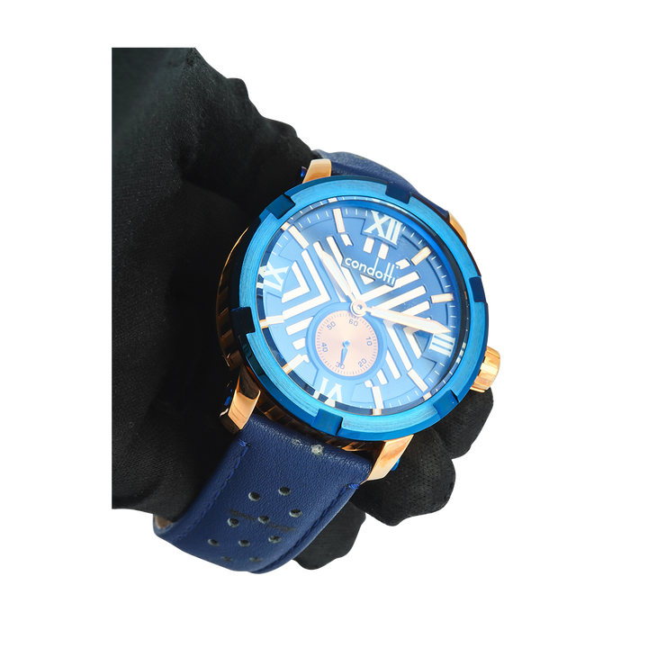 Jam Tangan CONDOTTI PROSSIMO CN1047-BL04-L04 Men Blue Dial Blue Leather Strap