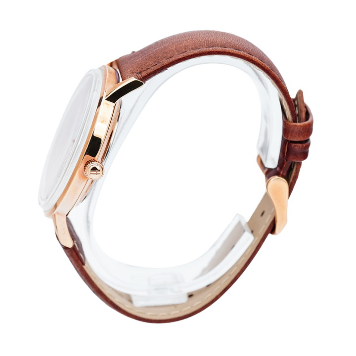 Jam Tangan CONDOTTI OPPORTUNO CN1090-RG01-L05 Men White Dial Brown Leather Strap