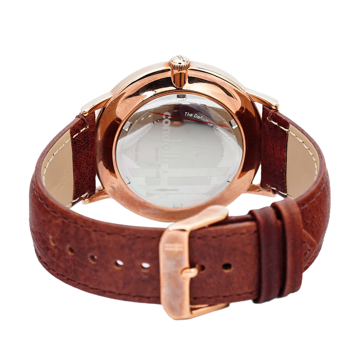 Jam Tangan CONDOTTI OPPORTUNO CN1090-RG01-L05 Men White Dial Brown Leather Strap