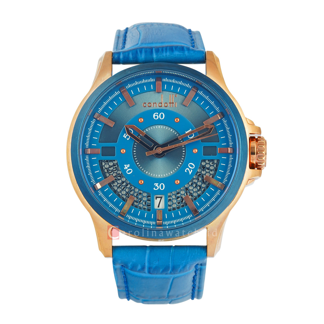 Jam Tangan CONDOTTI AUDACE CN3063-BL04-L04 Men Blue Dial Blue Leather Strap