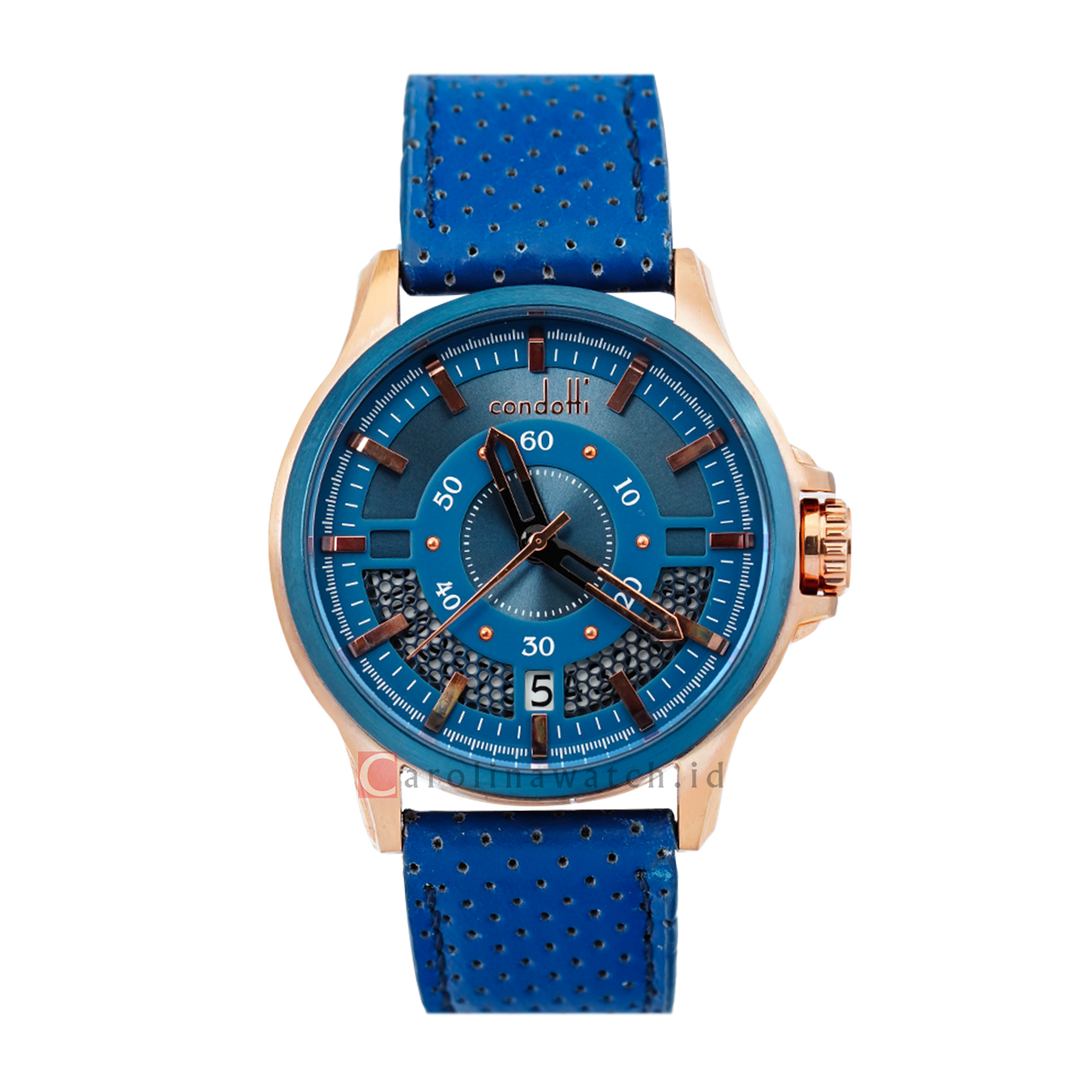 Jam Tangan CONDOTTI AUDACE CN3063-BL04-L04 Men Blue Dial Blue Leather Strap