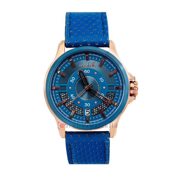 Jam Tangan CONDOTTI AUDACE CN3063-BL04-L04 Men Blue Dial Blue Leather Strap