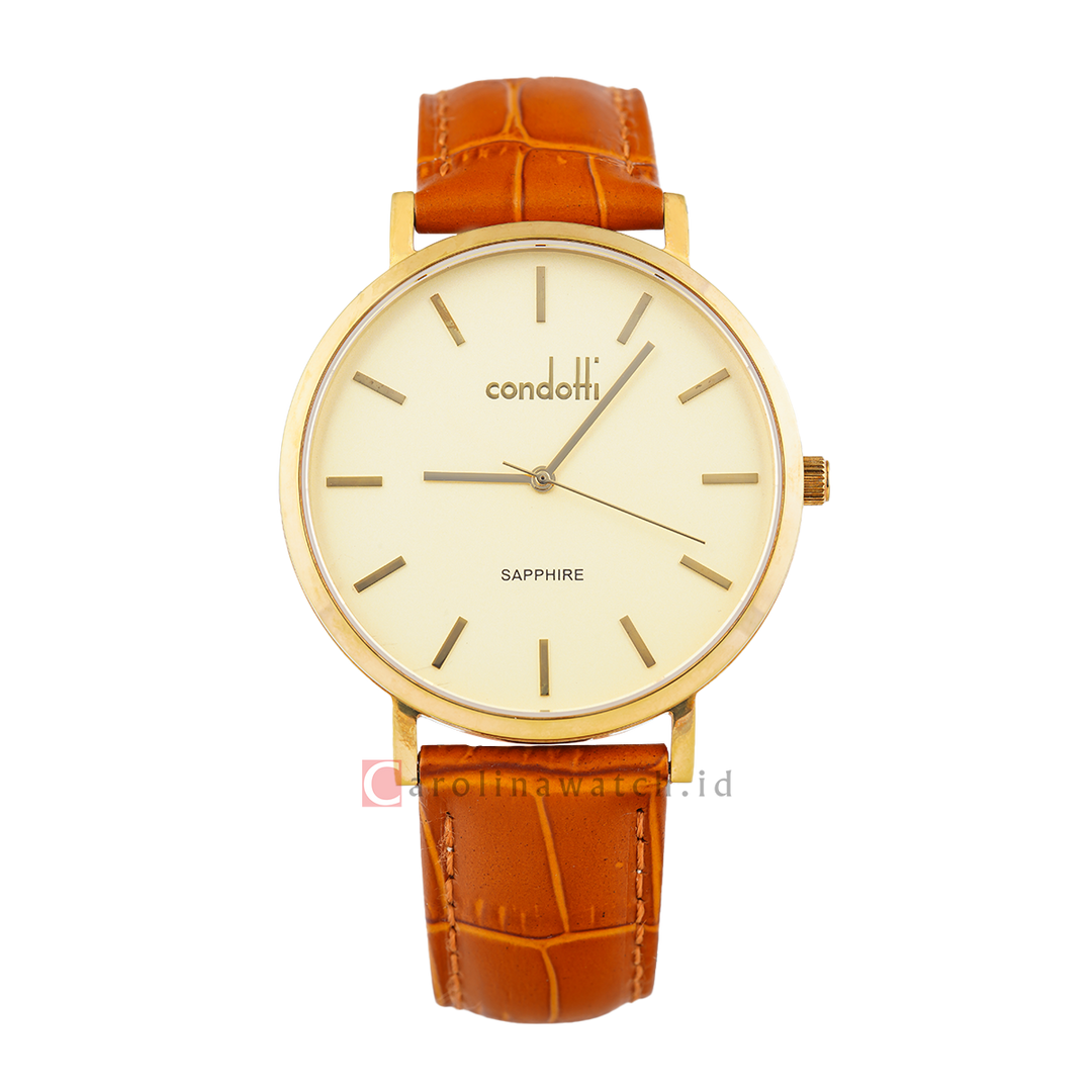 Jam Tangan CONDOTTI EDUCATO NUOVO CN5067S-G28-L25 Men Champagne Dial Light Brown Leather Strap