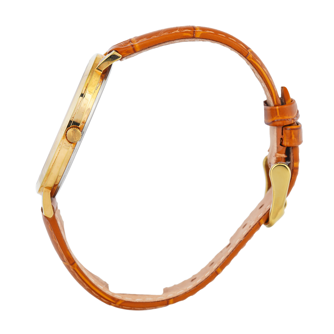Jam Tangan CONDOTTI EDUCATO NUOVO CN5067S-G28-L25 Men Champagne Dial Light Brown Leather Strap