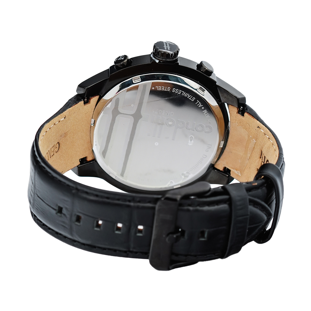 Jam Tangan CONDOTTI NOBILE CN5071-B03-L03 Men Black Dial Black Leather Strap