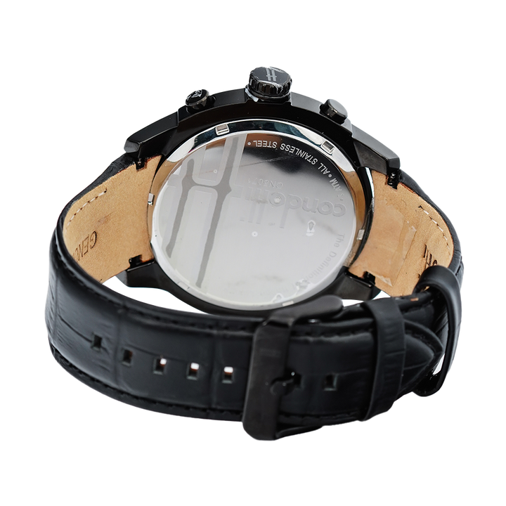 Jam Tangan CONDOTTI NOBILE CN5071-B03-L03 Men Black Dial Black Leather Strap