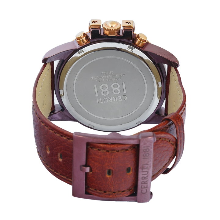 Jam Tangan CERRUTI CRA133SBZR12BR Men Brown Dial Brown Leather Strap