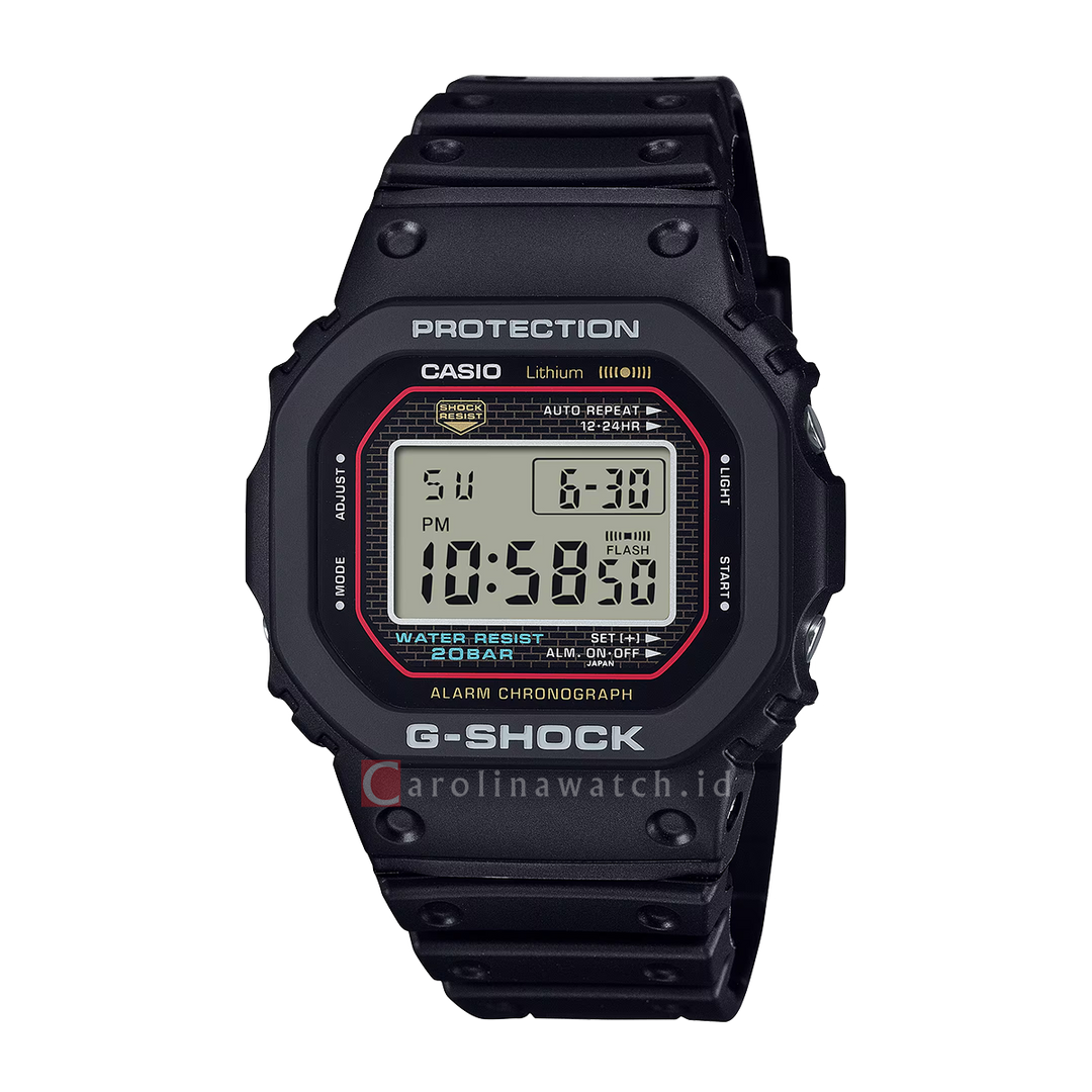 Jam Tangan CASIO G SHOCK DW-5000R-1A Re-Creating the Original Design of The First G-SHOCK Men Digital Dial Black Resin Band