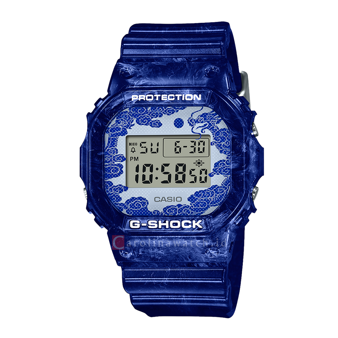 Jam Tangan Casio G-Shock DW-5600BWP-2D Men Digital Dial Blue Resin Band