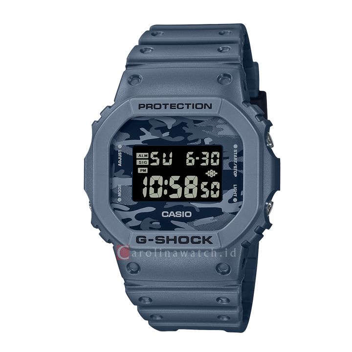 Jam Tangan Casio G-Shock DW-5600CA-2D Men Camouflage Digital Dial Navy Blue Resin Band