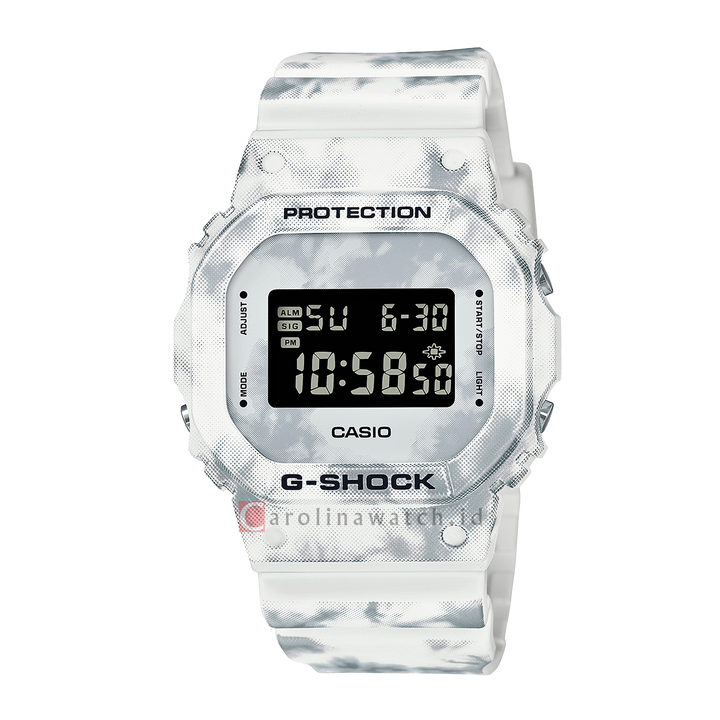 Jam Tangan Casio G-Shock DW-5600GC-7D Men Frozen Forest Digital Dial White Camouflage Resin Band