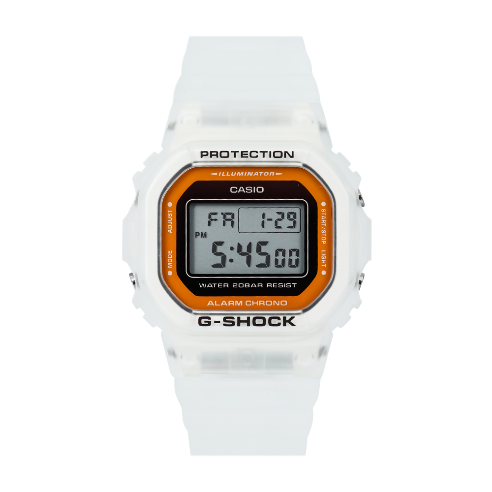 Jam Tangan Casio G-Shock DW-5600LS-7D Bai Jingting Portrait Interpretation Men Digital Dial White Resin Band