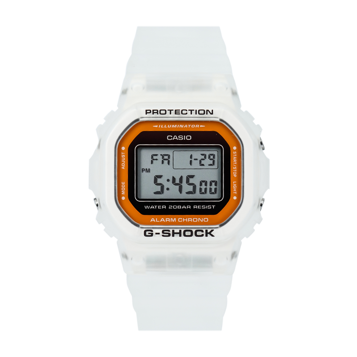 Jam Tangan Casio G-Shock DW-5600LS-7D Bai Jingting Portrait Interpretation Men Digital Dial White Resin Band