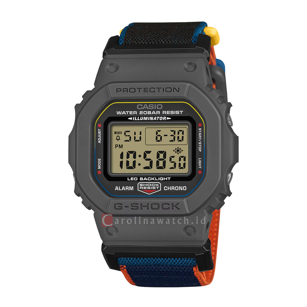 Jam Tangan Casio G-Shock DW-5600MNC-8A2 Men Digital Dial Orange Cloth Band