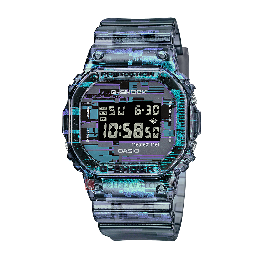 Jam Tangan CASIO G SHOCK DW-5600NN-1D Men Glitch Digital Dial Semi Transparent Resin Band