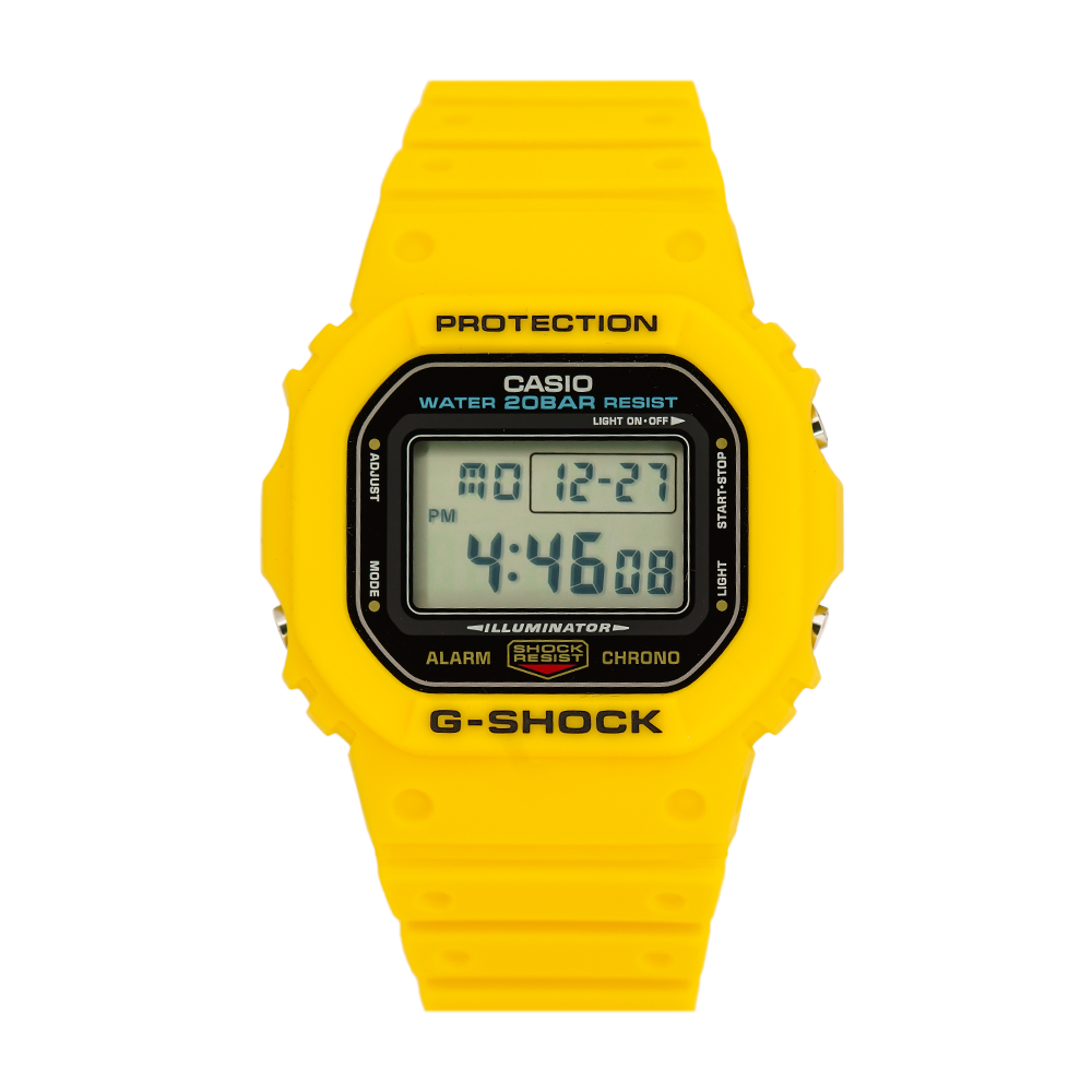 Jam Tangan Casio G-Shock DW-5600REC-9D Classic Color Edition Men Digital Dial Yellow Resin Band