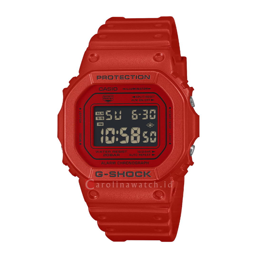 Jam Tangan Casio G-Shock DW-5600RRB-4D Men Digital Dial Red Resin Band