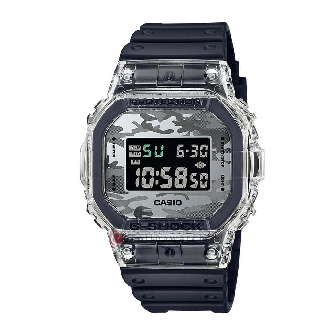 Jam Tangan CASIO G SHOCK DW-5600SKC-1D Men Camouflage Digital Dial Black Resin Band