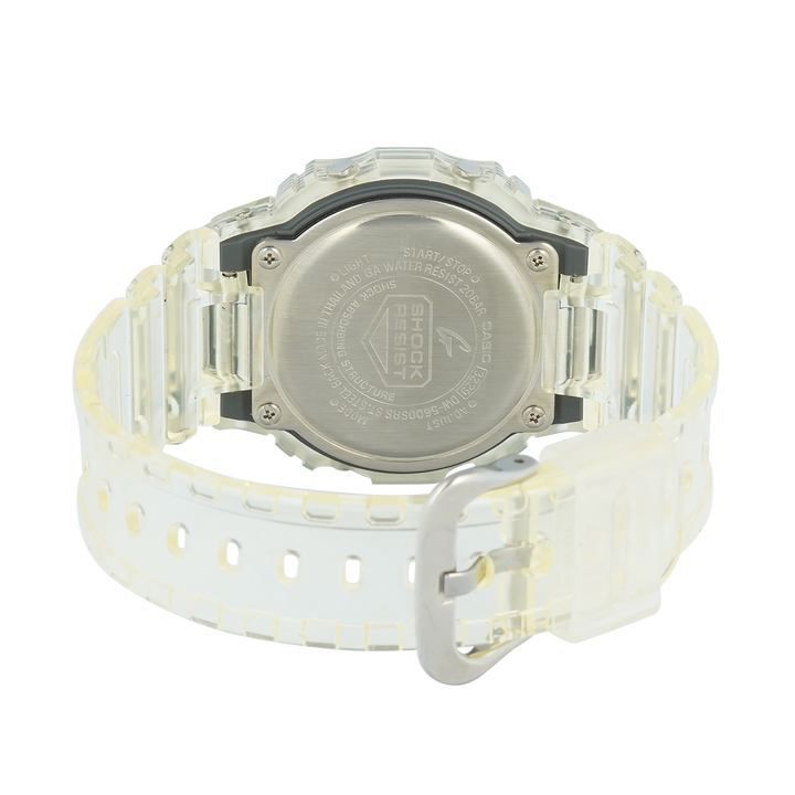 Jam Tangan CASIO G SHOCK DW-5600SRS-7D Men Digital Dial White Transparent Resin Band