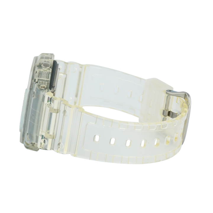 Jam Tangan CASIO G SHOCK DW-5600SRS-7D Men Digital Dial White Transparent Resin Band